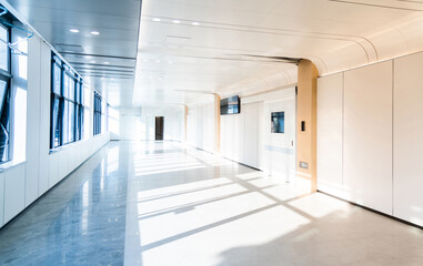 Long corridor in modern hospital building