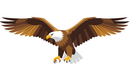 Obraz premium Majestic Bald Eagle Illustration in Mid-Flight with Wings Extended Dynamic Vector Art