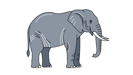 Obraz premium A charming and majestic grey elephant illustration featuring prominent tusks and a long trunk