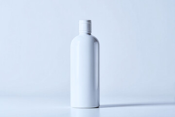 Bottle placed upright on a plain background with soft lighting capturing the shape and texture of the surface