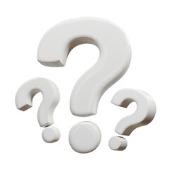 Three White 3D Question Marks Isolated
