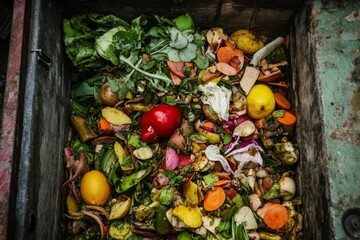 Food waste found in a dumpster showing perfectly good fruits and vegetables ready for disposal highlighting the issue of food waste in urban areas at a late hour