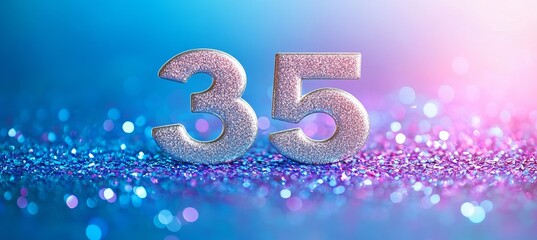 Elegant Sparkling Thirty-Five Anniversary Invitation with Colorful Glitter and Silver Accents