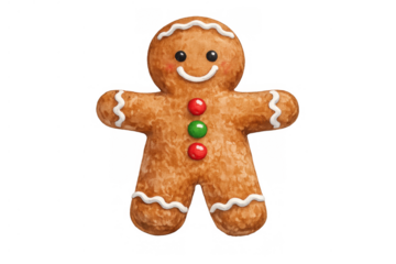 Gingerbread man cookie creating a festive christmas holiday treat for winter baking and sweet decoration on transparent background