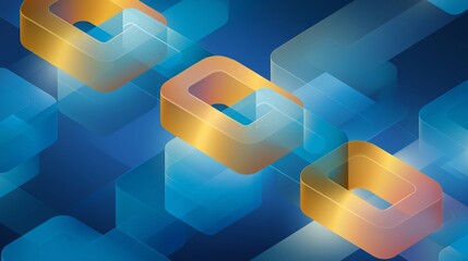 Layers of scalable bands in blue background with geometric shapes shown clearly