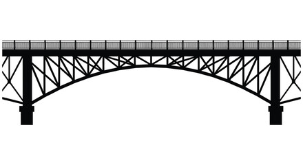 a striking black and white illustration depicting a detailed arched bridge structure showcasing its intricate design and robust framework silhouette © mrvect02