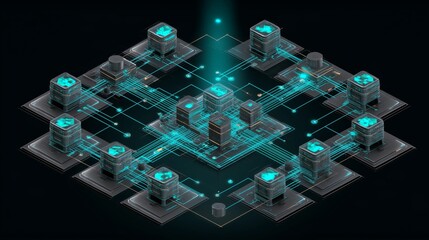 Modern system abstraction design with a clean cyan style in a digital environment