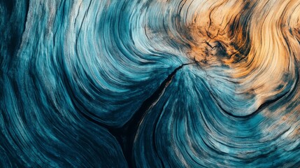 Closeup abstract view of a tree stump showing natural patterns with mixed colors highlighting wavy shapes in a decorative style
