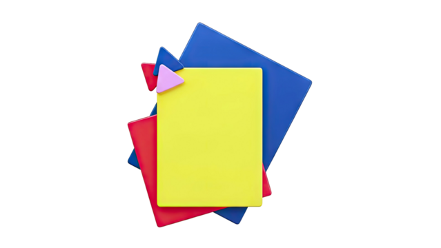 Abstract composition of geometric shapes in primary colors - Powered by Adobe