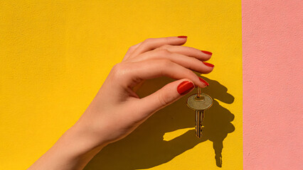 Main de femme tenant une cl&eacute;