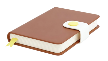 Brown Hardcover Journal with Yellow Bookmark and Button Closure