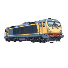 Obraz premium Blue and Yellow Passenger Train Vector illustration Isolated on transparent Background