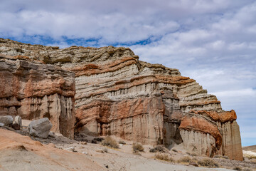 Fototapeta premium The Dove Spring Formation (formerly the Ricardo Formation), continental and lacustrine sediments containing lava flows and tuff. Red Rock Canyon State Park, Kern County, California. Mojave Desert