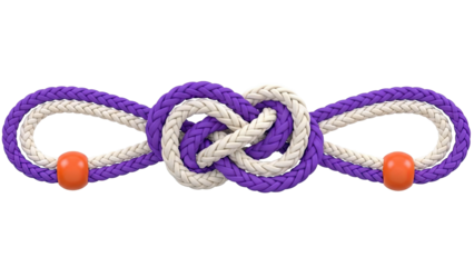 Intertwined Braided Ropes with Orange Beads