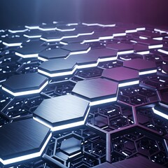 Obraz premium Futuristic Hexagonal Grid with Glowing Edges - A Modern Techscape.