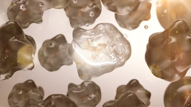 The skin serum is applied to the skin and absorbed to revitalize skin cells 3d animation.