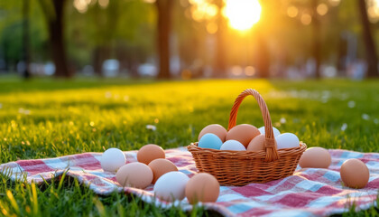 Sunny Day Easter Picnic Arrangement on Lonely Lawn