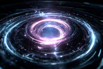 Vibrant swirling light trails create mesmerizing circular motion