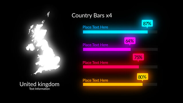 HUD Neon Maps Country Bars x4 (210 Flags, 195 World Countries Maps Included)