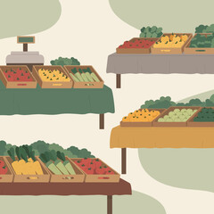 Fototapeta premium Fresh Produce Displayed Beautifully at a Farmers Market Showcasing Seasonal Fruits and Vegetables