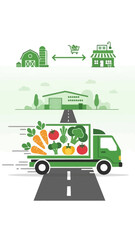 Fototapeta premium Fresh Produce Distribution: Farm-To-Table Delivery, Eco-Friendly, Grocery Transportation