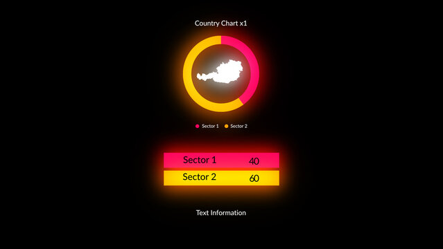 HUD Neon Maps Country Chart x1 (210 Flags, 195 World Countries Maps Included)