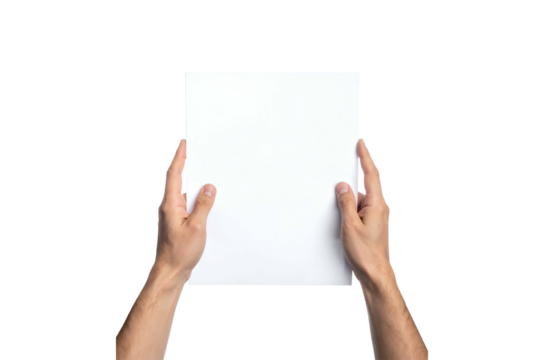 A person is holding a glass of milk and a blank paper sheet showing an empty message board for a business advertisement concept - Powered by Adobe