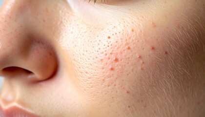 Extreme close-up of real human skin texture showing natural pores, fine lines, and imperfections
