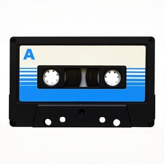 Obraz premium Retro Cassette Tape with Blue Stripes