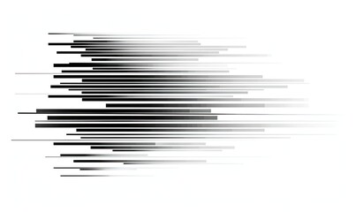 Black and gray horizontal lines appear to speed rightward on a bright, white backdrop