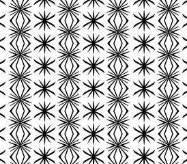 Fototapeta premium Black and white abstract seamless pattern with geometric stars and diamond shapes