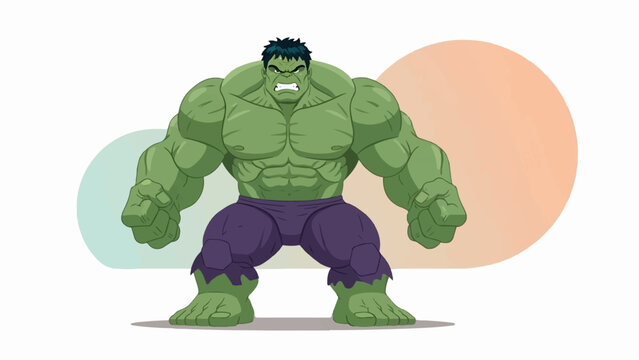 Muscular green superhero character with purple pants and angry expression, pixel art