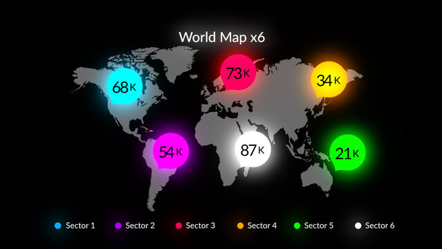 HUD Neon Maps World Map x6