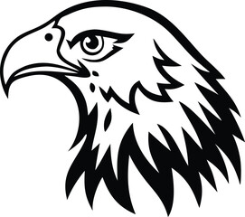 Obraz premium Majestic eagle head silhouette in black and white Vector