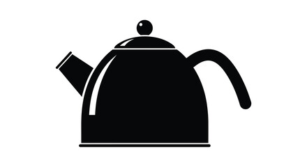 Obraz premium A striking black and white depiction of a classic teapot shape showcasing simple design elements a distinct form and a clean silhouette
