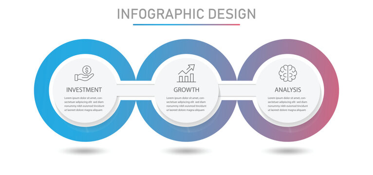 Timeline infographic design with circle for business template. Business concept with 3 options and parts. Three steps for content, flowchart, timeline, levels. Vector 