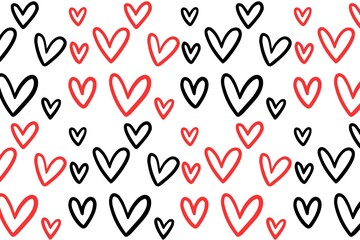 white background with black and red hearts	