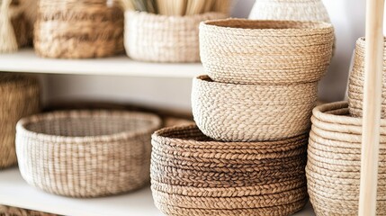 Creating woven baskets from natural fibers for stylish storage solutions. .