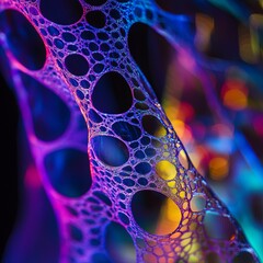 cross-polarized light showing elasticity in bioprinted skin, minimal background, 16:9 .