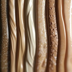 texture comparison chart of synthetic skin types, realistic display, 16:9 .