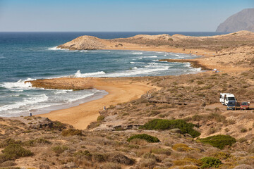 Mediterranean coastline in Murcia. Calblanque regional park, Calblanque beach. Spain
