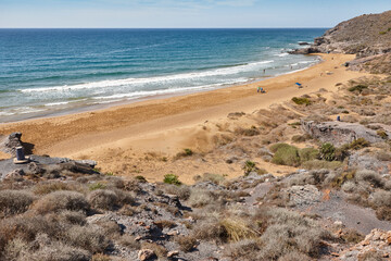 Mediterranean coastline in Murcia. Calblanque regional park, Calblanque beach. Spain