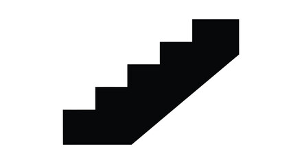 A minimalist depiction of a staircase ascending diagonally against a white background presented as a striking black silhouette high quality professional
