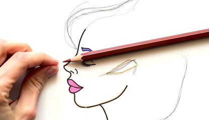 Sketch of Woman with Pencil