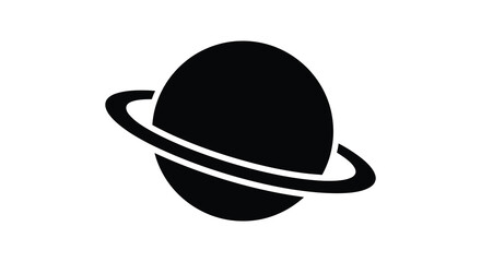 a striking depiction of a planet with prominent rings showing a minimalist style and a distinct black silhouette high quality professional