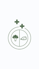 Healthy Eating Plan Illustrated with Symbols Showcasing Nutritious Food Choices and Plus Signs