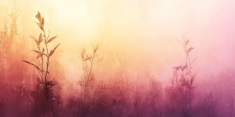 Obraz premium Enchanting Watercolor Meadow Plants Bathed in Hazy Sunlight, Dreamy Pastels, and Soft Blurry Effects