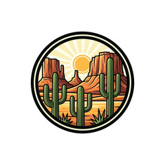 Desert landscape with sand dunes at sunrise or sunset.