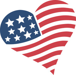 Patriotic heart shaped american flag Vector
