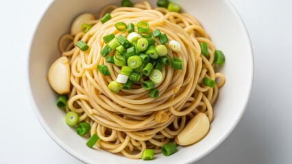 Savory Noodles Dish Garnished with Scallions and Garlic